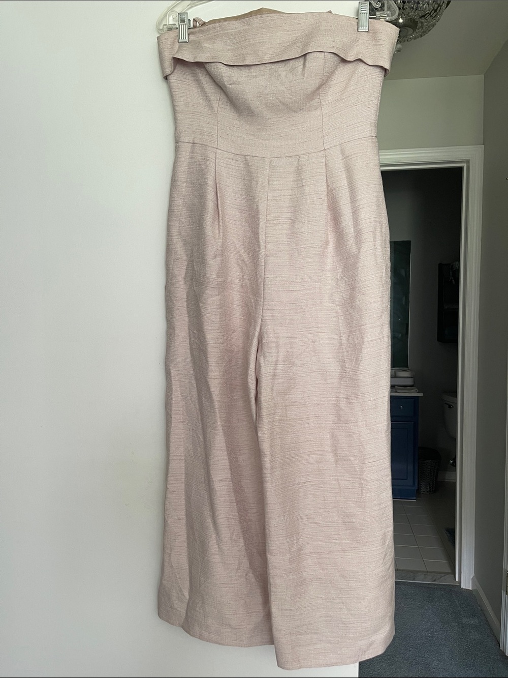 Ever New Strapless Fold-Over Wide-Leg Jumpsuit in Blush
